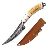Cumpara ieftin Cutit crem 22 cm cu lama fixa din otel inoxidabil, model decorativ pe lama