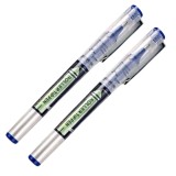 Cumpara ieftin Set 2 pixuri pentru birou si scoala, cerneala albastra, varf V-tip 0.5 mm, corp transparent, 13.2 cm