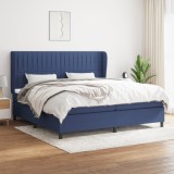 vidaXL Pat box spring cu saltea, albastru, 200x200 cm, textil