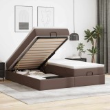 VidaXL Cadru de pat otoman cu saltele maro 180x200cm piele artificială