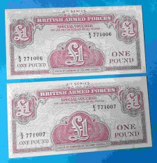 British Armed Forces - One pound - 2 bancnote serie consecutiva - bancnota UNC
