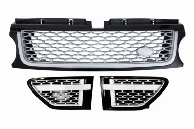Ansamblu Grila Centrala si Grile Laterale Land Range Rover Sport L320 Facelift (2009-2013) Autobiography Look Negru Argintiu Performance AutoTuning foto