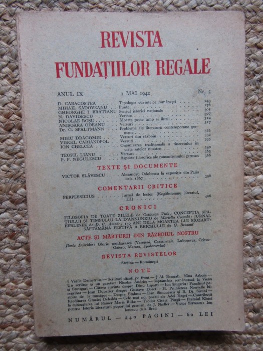 Revista Fundatiilor Regale - Anul IX 1MAI 1942 Nr. 5
