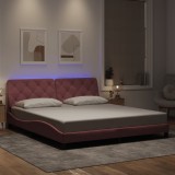 VidaXL Cadru de pat cu lumini LED, roz, 180x200 cm, catifea