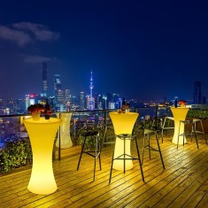 Masa cocktail iluminata LED RGB, 16 culori interschimbabile, control telecomanda, 112x58 cm foto