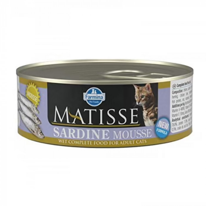 Conserva de Carne Farmina Matisse pentru Pisici, Mousse Sardine, 85 g