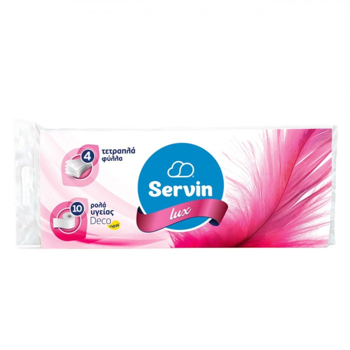 H&acirc;rtie Igienică, Servin, Lux, 10 Role, 4 Straturi, Alb