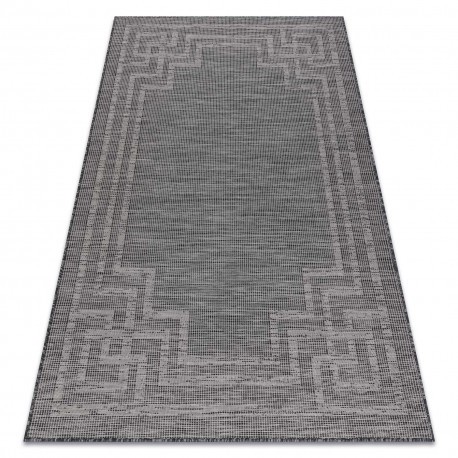 Covor SISAL PATIO 3071 greacă cadru țesute plate - negru, 78x150 cm
