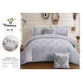 Cumpara ieftin Lenjerie de Pat Dublu, Bumbac Finet-Creponat, 6 Piese, Gri Deschis - CPL16