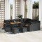 Set sofa gradina Gossi 12 piese cu perne negru poliratan acacia, set dining gradina Gossi 3 piese cu perne negru poliratan acacia