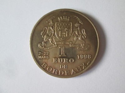 Franta-Bordeaux 1 Euro 1998 in stare foarte buna,diametrul=30 mm foto