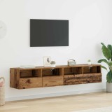 vidaXL Dulapuri pentru TV Pe perete 2 pcs Lemn Vechi 80 x 30 x 30 cm 882929