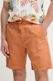 Pepe Jeans pantaloni scurti din in RELAXED LINEN SMART SHORTS culoarea portocaliu, PM801093