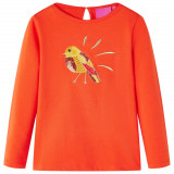 Tricou de copii cu maneci lungi, portocaliu &icirc;nchis, 104 GartenMobel Dekor, vidaXL