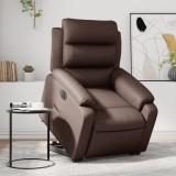 VidaXL Fotoliu rabatabil electric cu ridicare, maro, piele ecologică 3205058