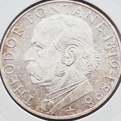 590 Germania 5 mark 1969 Theodor Fontane - G - km 125 argint foto