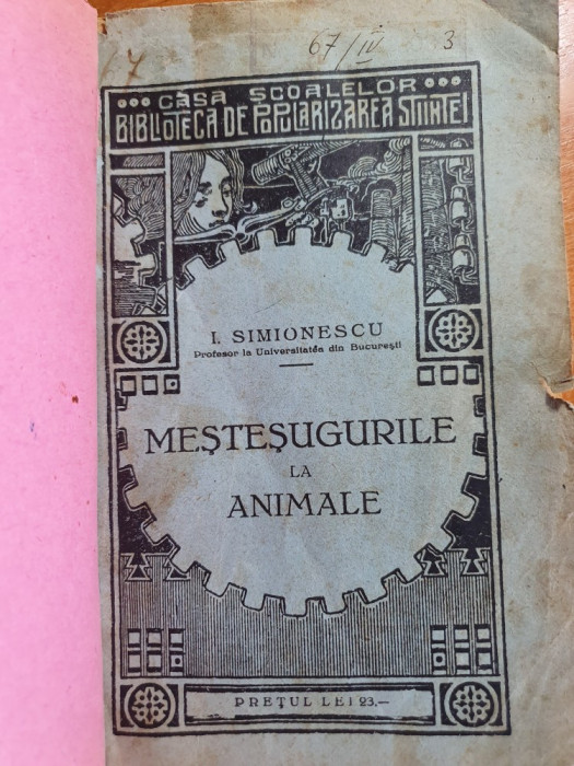 cartea mestesugurile la animale din anul 1930