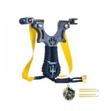 Set praștie de precizie din rasina cu laser si 50 bile metalice 14 mm DEPOX&reg;, 2 elastice de rezervă, 11 cm, negru