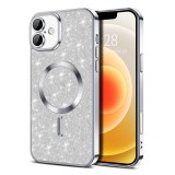 Husa pentru iphone 16 plus, glitter magsafe, atasare magnetica, silver
