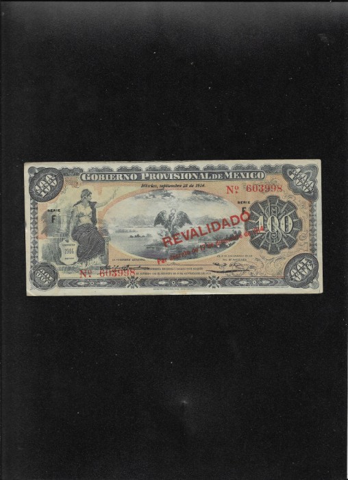 Rar! Mexic 100 pesos 1914 seria603998