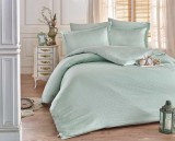 Cumpara ieftin Set Lenjerie de pat double din Satin, Mare Verde, 220x200 cm
