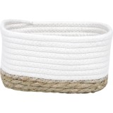 Coș Mic Rectangular Bumbac / Iarba De Mare 19X11X10 Cm &ndash; Alb / Bej | Organizatoare Baie