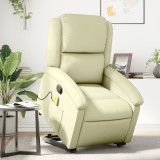 VidaXL Fotoliu rabatabil cu ridicare, crem, piele naturală 3204268