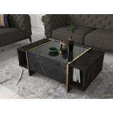 Masuta de cafea Veyron, Negru, 104x38x60 cm