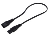 Cablu IEC C7 mamă - IEC C8 tată, 0,5m, 2x0,75mm2, negru, 2,5A