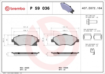BREMBO P 59 036 PRIME LINE set placute frana,frana disc foto