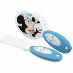 Set perie si pieptan pentru copii Mickey Lulabi, Alb/Albastru foto