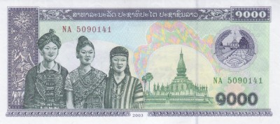Bancnota Laos 1.000 Kip 2003 - P32Ab UNC foto