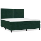 Cumpara ieftin Pat box spring cu saltea, verde inchis, 180x200 cm, catifea