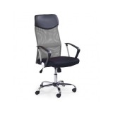 Scaun birou HM Vire, Mesh, Ergonomic, Cadru Metal, Tetiera cu piele ecologica, Inaltime ajustabila, Mecanism balansare, 100 Kg, Gri