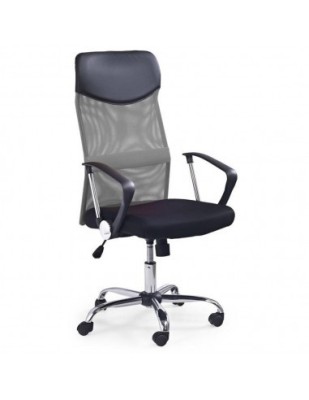 Scaun birou HM Vire, Mesh, Ergonomic, Cadru Metal, Tetiera cu piele ecologica, Inaltime ajustabila, Mecanism balansare, 100 Kg, Gri foto
