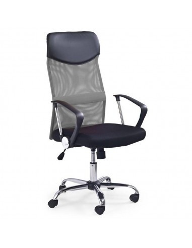 Scaun birou HM Vire, Mesh, Ergonomic, Cadru Metal, Tetiera cu piele ecologica, Inaltime ajustabila, Mecanism balansare, 100 Kg, Gri