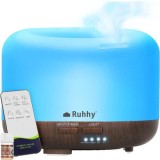 SMARTECH Difuzor de ulei esential, aromaterapie, umidificator de aer, rezervor 300ML, cu telecomanda si lumina veghe ajustabila + Ulei Cadou