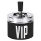 Scrumiera Rotunda, Curatare prin Apasare Buton, Metalica, Model VIP, Negru cu Argintiu, ?9 x 14 cm
