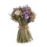 Cumpara ieftin Buchet flori artificiale albe mov 15x20.5 cm