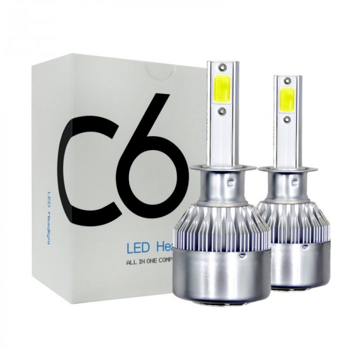 Set 2 LED-Uri Auto Techstar&reg; C6, H1, 36w, 3800 Lumeni, 6500K, AUTO, 12-24 Volti, COB