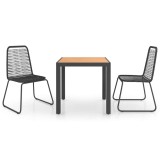 Cumpara ieftin Set mobilier de gradina, 3 piese, negru si maro, ratan PVC