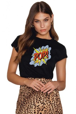 Tricou dama negru - POP - L foto