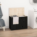 VidaXL Cutie de rufe, negru, 88,5x44x66 cm, lemn masiv de pin