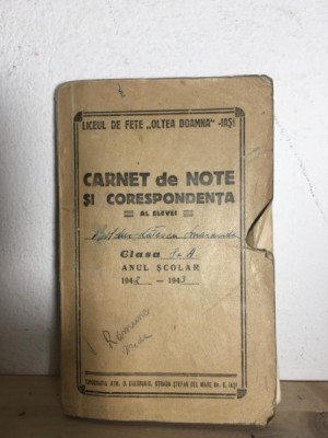 Carnet de Note si Corespondenta - Liceul de fete foto