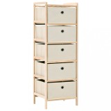 vidaXL Dulap Depozitare Lemn Cedru Bej 32x26x93cm, 5 Coșuri Textil, Organizator Living/Dormitor