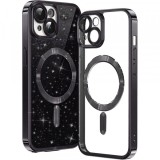Husa MagSafe pentru Apple iPhone 13, Techsuit, Luxury Glitter, Neagra