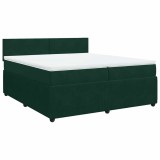 Cumpara ieftin Pat box spring cu saltea, verde inchis, 200x200 cm, catifea