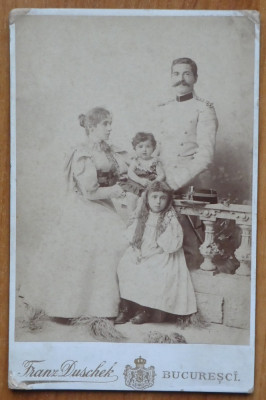 Fotografie de cabinet de secol 19, Franz Duschek, ofiter cu familia foto