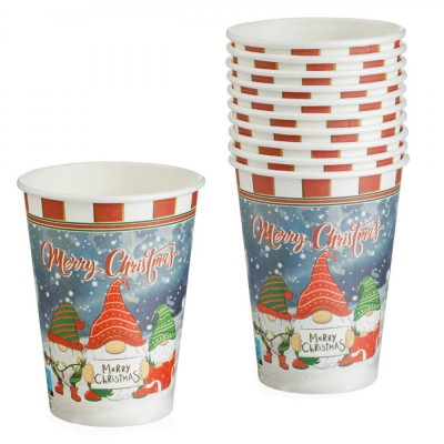 Set Pahare Crăciun Gnomes, Multicolor, Capacitate 270 ml, 10 Bucăți foto