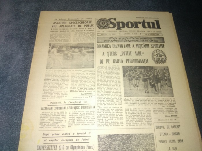 ZIARUL SPORTUL 25 OCTOMBRIE 1984